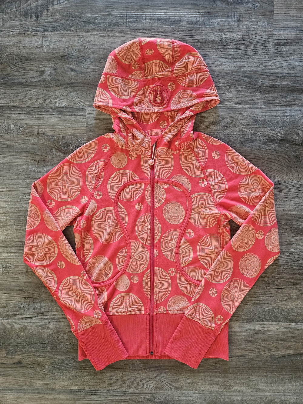 Rare Lululemon Remix Lux Beechlu Circles Dazzling Orange / Red Hoodie